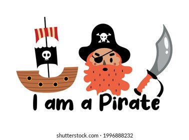 Vector image. Nice drawings of pirates.
Children's image to decorate.