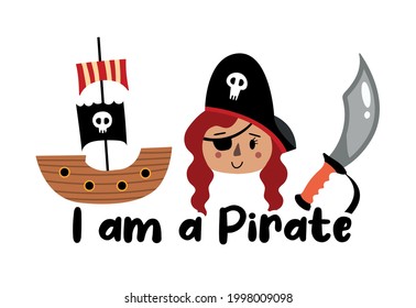 Vector image. Nice drawings of pirates.
Children's image to decorate.