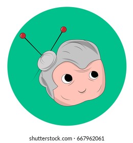 Vector image of a nice smiling grandmother, icon