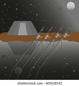 vector image of night fishing