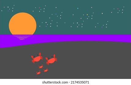 vector image of the night sea and stars