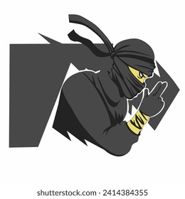 imagen vectorial de un ninja sobre un fondo negro