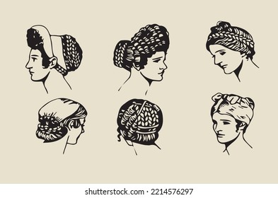 Vector image - noble roman hairstyles