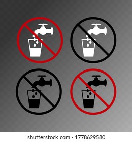 Vector image. Non-drinking water pictogram. Collection of various images.