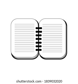 Vector image of a notepad for notes on a white background. Notepad weekly. Notebook. Write with pen. Keep a diary. Template for text. Book for notes. Notebook pages. Background image. Poster. Vector.