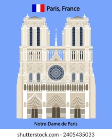 Vector image of Notre Dame de Paris in flat style