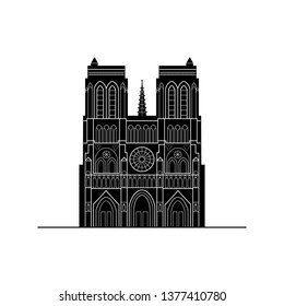 Vector image of the Notre-Dame De Paris. Minimalistic image of the sights of France