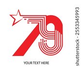 Vector image of the number 79 logo with solid lines