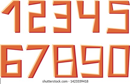 Vector image of numbers from 1 to 0. 