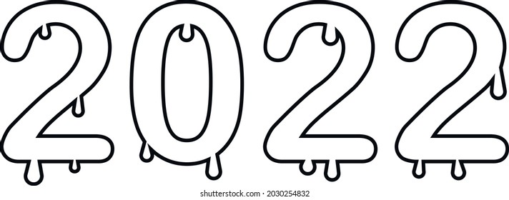 Vector Image Numbers Leaking Contour New Year Global Warming