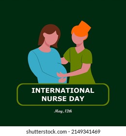 Vector image of nurse and pregnant woman. International Nurses Day