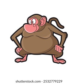 vector image of obese monkey with confident look
