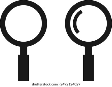 The vector image object is a simple magnifying lens image, black color. good for graphic design assets, websites, social media content, and advertising