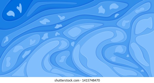 A vector image of an ocean storm in paper cut style. 3d illustration for design of a sea theme. Abstract background for website, business cards, invitations.