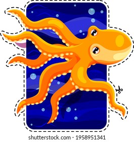 Vector image. Octopus. Color sticker. Inhabitant of the seas and oceans.