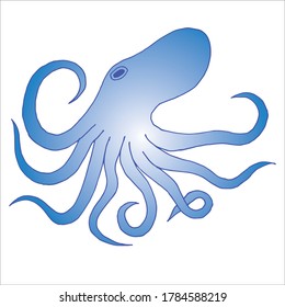 Vector image of an octopus on white background. Wild Animals, Vector illustration.
