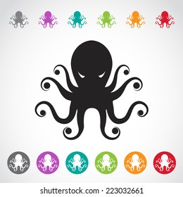 Vector image of an octopus on white background.