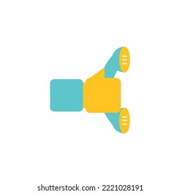 vector image of off-hook phone held by a hand with white background