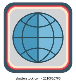 imagen vectorial. iconos de oficina con borde azul y rojo y fondo gris.