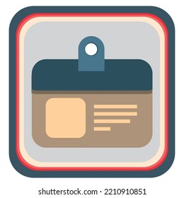 vector image. office icons with blue and red border and gray background.