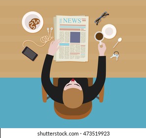 Vector image of Office man having rest