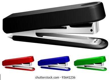 Vector image office stapler, set different colours