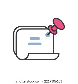 vector image office thumbtack icon holding a paper with white background