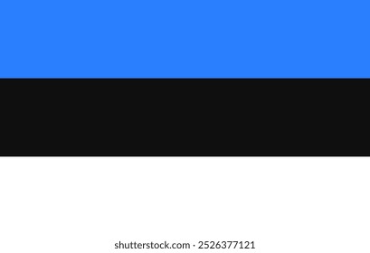 Vector Imagen de la bandera oficial de Estonia con rayas azules, negras y blancas. Perfecto para proyectos relacionados con la identidad estonia, el orgullo nacional y la cultura báltica. Ideal para uso promocional