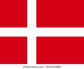 Vector image of Denmark’s official flag with a red background and white cross. Perfect for projects related to Danish identity, national pride, and Scandinavian culture