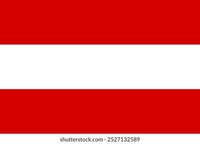 Vector image of Austria’s official flag with red and white stripes. Ideal for projects on Austrian identity, national pride, and Central European culture