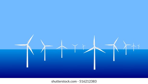 Vector image of an offshore wind farm
