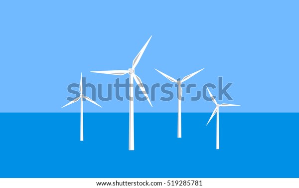 Vector Image Offshore Wind Turbines Stock Vector (Royalty Free) 519285781