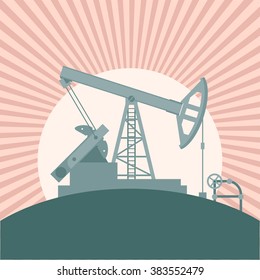 Vector image of a Oil derrick banner