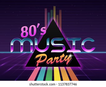 Vector image of old, retro, vintage style. Party banner, invitation, flyer,
Futurism , advertising. Vector illustration of retro disco and dance. 80 s, 90 s style.