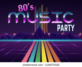 Vector image of old, retro, vintage style. Party banner, invitation, flyer,
Futurism , advertising. Vector illustration of retro disco and dance. 80 s, 90 s style.