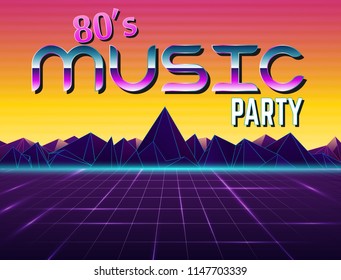 Vector image of old, retro, vintage style. Party banner, invitation, flyer,
Futurism , advertising. Vector illustration of retro disco and dance. 80 s, 90 s style.