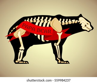 vector image. old school bear. tattoo skeleton