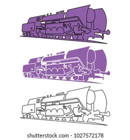Vector image of old steam locomotives