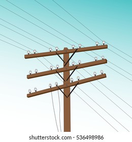 vector image of the old telegraph pole