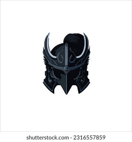 Vector image of an old war helmet, black color, white background.
