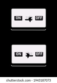 vector image of an old-style toggle switch in two positions on and off