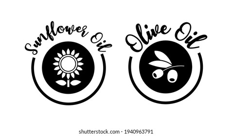 Vector image. Olive and sunflower oil icon.