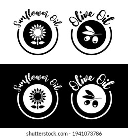 Vektorbild. Symbol für Olivenöl und Sonnenblumenöl.