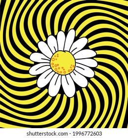 vector image on an abstract striped background daisy