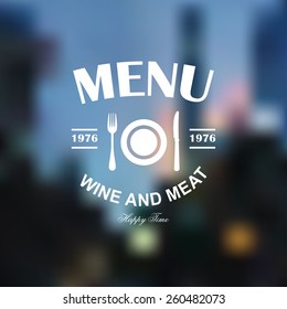 Vector image on a blurred background.  Food and drink