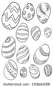 Vector image on an isolated background. primitive drawings of eggs. decoration for easter. card stock