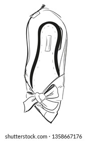 Vector image on isolated background. linear ink application. An illustration of fashionable and beautiful women's shoes.