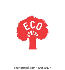 Vector image on the theme of ecology. Red tree is a symbol of the threat to the environment.