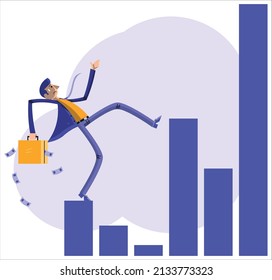 Vector image on the theme of investment, risk, losing money