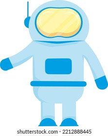 Vector image on transparent background of a cosmonaut, space suit. Aerospace scientist. Space travels. Science fiction, discovery of planets. Spaceships.